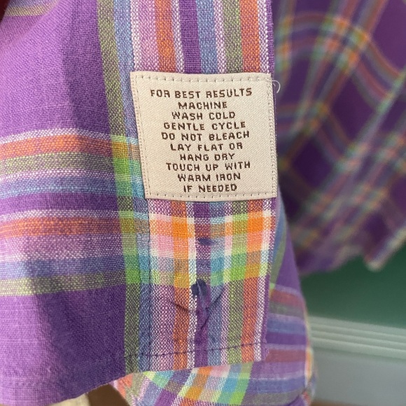 Peter Millar Men’s XL Purple, Yellow, Orange & Blue Plaid Shirt 100% Cotton - Picture 4 of 10